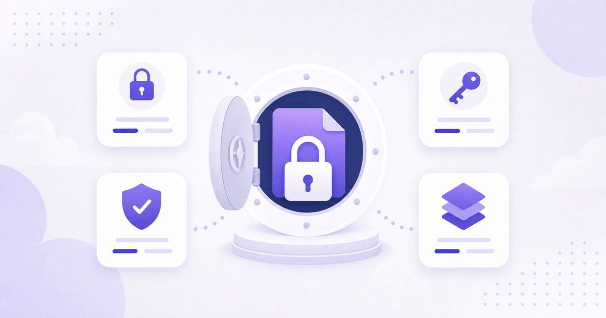 Illustration of layered cloud storage security with encryption, access control, and audit logging.